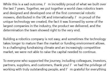 又一家割草機(jī)器人廠商倒閉！